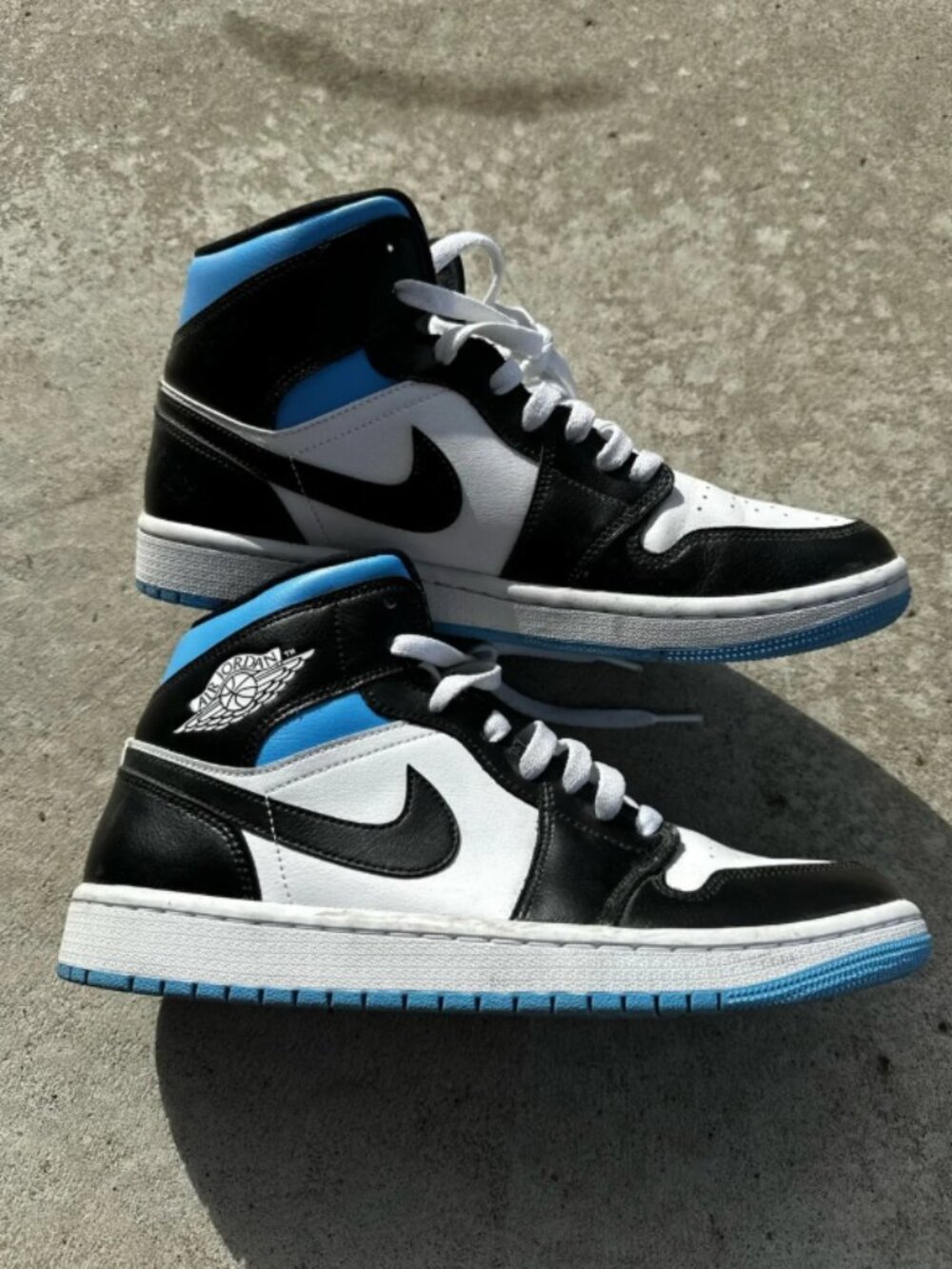 Nike Air Jordan 1 Mid Men’s Sneakers - Black/White/Blue
